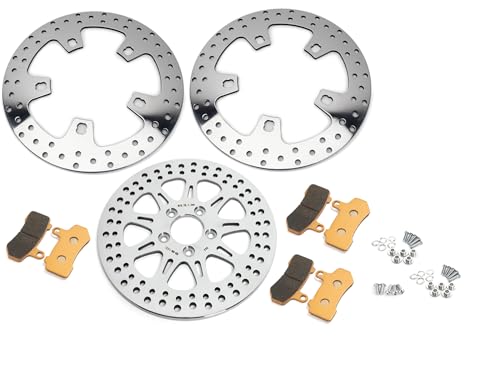 TOFR 11.8" Front Rear Brake Rotors with Pads Bolt for Harley Touring 14-21 - color: Polished