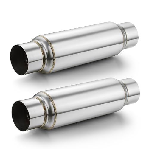 A-KARCK Exhaust Resonator 3 Inch Inlet, 3" Inlet 3" Outlet 16" Overall Length Performance Muffler Resonator, Deep Tone Clear Up Rasp 2 Pack - size: 3" Inlet/Outlet 16" Long - Polished - 2 Pack