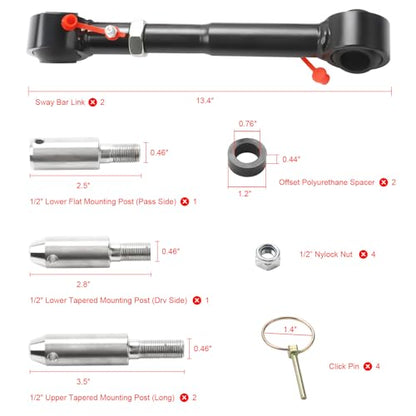 Lifts Front Sway Bar Links Quicker Disconnect System 2.5"-6" Compatible with 2007-2018 Jeep Wrangler JK JKU 2/4 doors Adjustable Front Sway Bar Quick Disconnect End Links