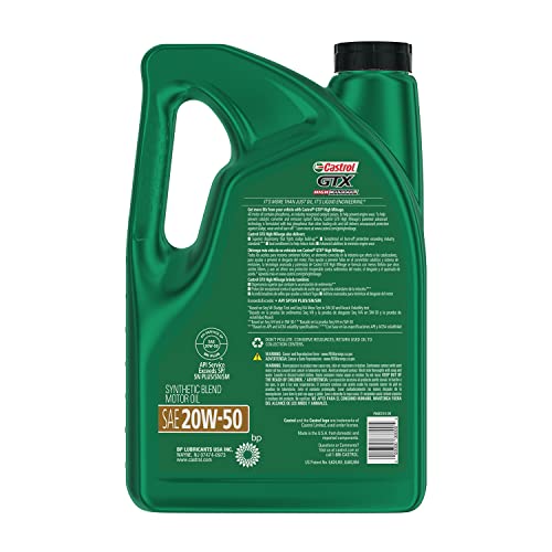 Castrol GTX High Mileage 20W-50 Synthetic Blend Motor Oil, 5 Quarts, (Pack of 2) - size: 5 Quarts (Pack of 2)
