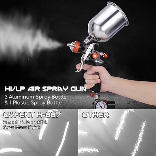 Spray Paint Gun Set, 3 HVLP Air Paint Spray Guns, 4 Nozzles, 4 Cups