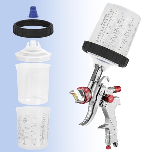JOYFUL&HOPEFUL Disposable Paint Spray Gun Liners and Lids,20 Ounce (600ml) 30 Pack Kit - 30 Liners, 30 Lids with 125-Micron Strainer, 1 Hard Cup with Retainer Ring, 15 Plugs