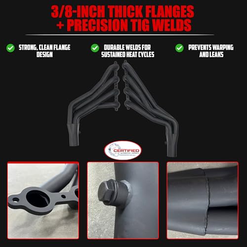 Long Tube Headers for LS Swaps Black Aluminized Thermal Barrier Coating with MLS Gaskets & Header Bolts Fits 73–87 Chevy GMC C10 K10 and 88–91 Square-Body Blazer Jimmy Suburban (Not OBS) - size: Black New Design C10 K10 LS Swap Headers