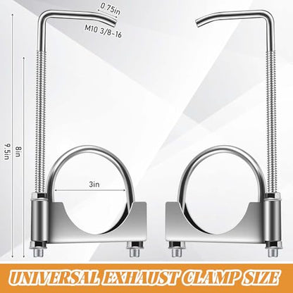 2 Pcs 3 Inch Universal Exhaust Clamp with Hanger - size: 3 Inch