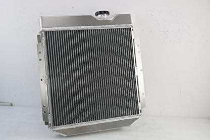 4 Row Aluminum Radiator for 1960-1966 Ford Mustang Falcon Ranchero MercuryComet L6 V8 Radiators with Electric Fan Shroud Thermostat Kit
