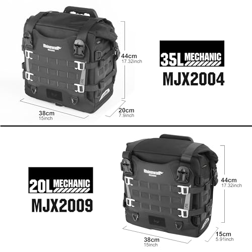Rhinowalk Motorcycle Saddlebag 20L Waterproof, Quick Release Motorbike Side Bag, Universal Fit Motorcycle Side Bag (1-Piece) - color: Black 20L