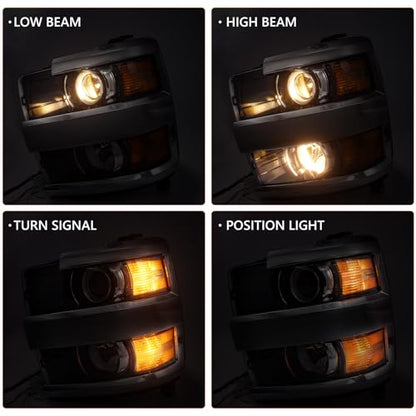 Headlight Fit for Chevy Silverado 2500HD 3500HD 2015-2019 Pair - color: Chrome Housing, size: Left & Right