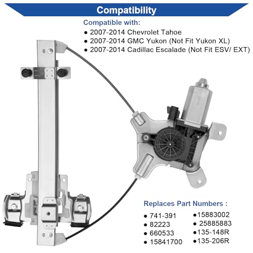 Obaee Window Regulator with Motor Rear Right Passenger Side, OE 741-391 - size: Rear Right Passenger Side