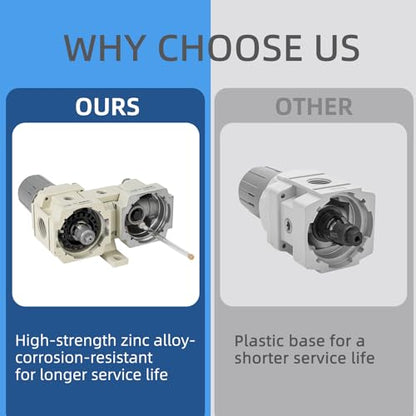 1/2" Auto-Drain FRL Assembly - Professional Grade Compressed Air Conditioner with Cyclonic Separation | 0-150 PSI Operating Range | CNC-Machined Body - size: 1/2NPT, style: Auto Drain