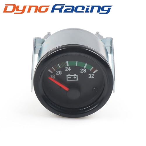 Dyno Racing 2" 52mm Electronic Car Voltmeter Pointer Volt Gauge Voltage Meter Yellow Light Car Meter Read 18-32V