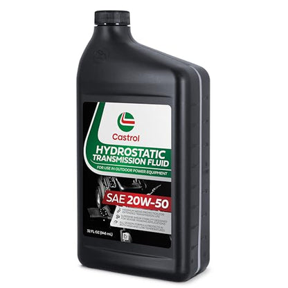 Castrol SAE 20W50 Hydrostatic Transmission Fluid for Use in Outdoor Power Equipment – API GL-4 – 12 Pack (1 Quart)