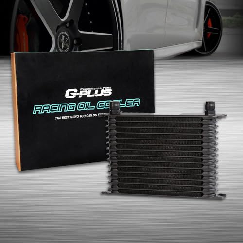 G-PLUS AN10-10AN 15 Row Japanese-style Universal Engine Aluminum Black Transmission Racing Oil Cooler - color: Black, size: 15 Row AN10