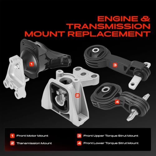 A-Premium Engine Motor and Transmission Mount Kit, with Torque Strut Mount - style: 2006-2011 Civic L4 1.8L Automatic