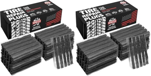 Vehiclex Flat Tire Repair Plugs 120pcs - Heavy Duty Refill Pack, Plug and Patch Kit for Emergency Repairs, Black (Pack of 2) - color: Black, size: 120 pcs (Pack of 2)