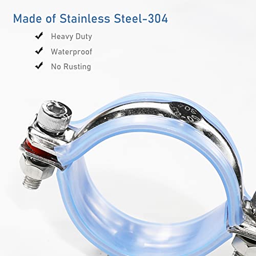 AKIHISA 2 Pcs 304 Stainless Steel Pipe Supports, Wall Mount Ceiling Mount Pipe Hanger, Pipe Holder for OD Pipe 45-48MM Adjustable Height Range 50-100mm - size: 45-48mm, style: Adjustable Height 50-100mm