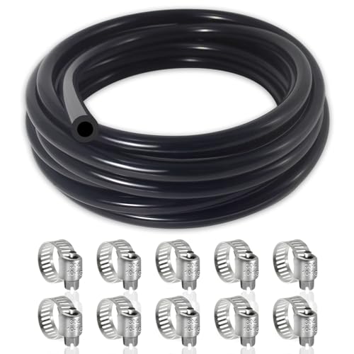 Vacuum Hose Automotive, 5 FT 3/8 Inch ID Vacuum Line - size: 3/8" (10mm) - 5FT with 10 Clamps