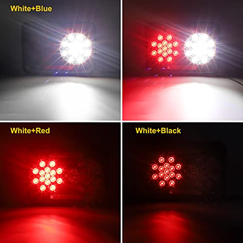 Partsam 2Pcs Double LED Trailer Tail Lights - Stop, Turn, Backup, Reverse - 30 LEDs Horizontal/Vertical Surface Mount RV Motohome Double Tail Lights