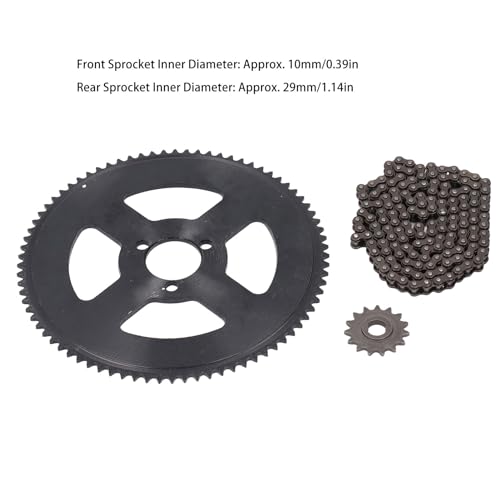 25H Chain Sprocket Kit, 25H Chain Sprocket Set Steel 10mm 15T Front Sprocket 29mm 80T Rear Sprocket 146 Link Drive Chain for 47CC 49CC Mini Motorcycle ATV Dirt