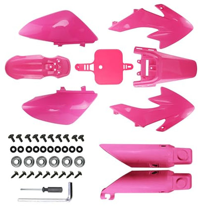 PRO BAT 7 PCs CRF50 Plastic Fender Kit with Fork Suspension Guard Cover - color: Pink