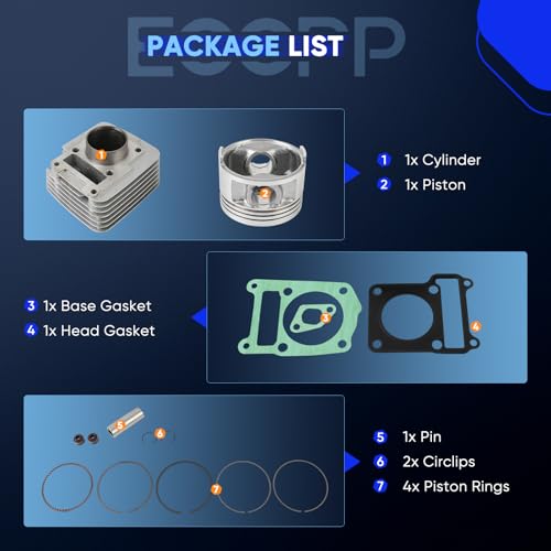 ECCPP 124cc Cylinder Top End Rebuild Kit for Yamaha for TTR125 2000-2003 - size: 5VL-E1310-00