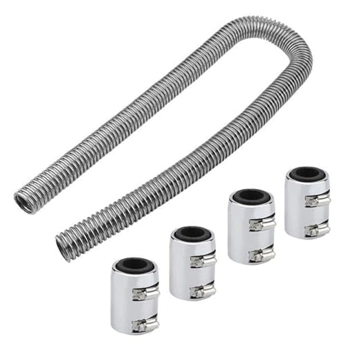 48" Stainless Steel Radiator Flexible Coolant Water Hose Kit - color: Silver, size: 48 Inch