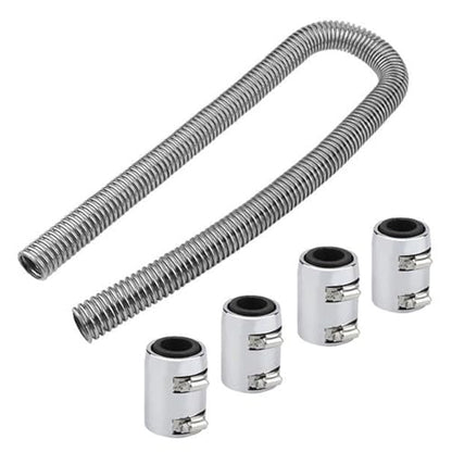 48" Stainless Steel Radiator Flexible Coolant Water Hose Kit - color: Silver, size: 48 Inch