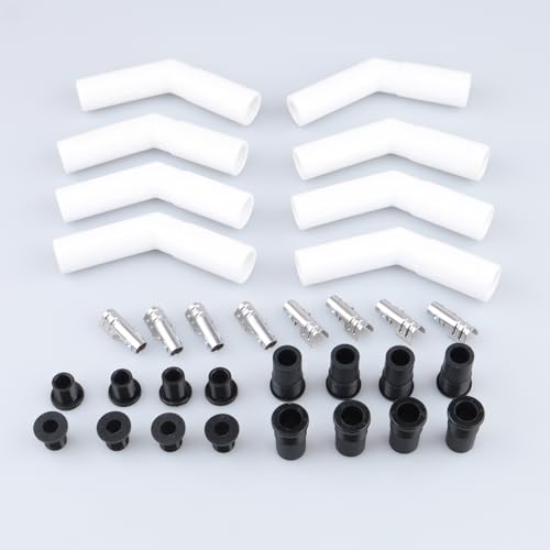 AC PERFORMANCE 45 Degree Ceramic Spark Plug Boot Kit White 8PCS - color: White, size: 45 Degree - 8PCS