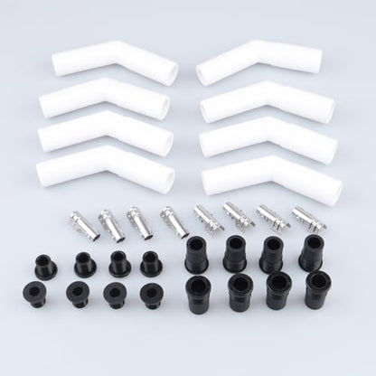 AC PERFORMANCE 45 Degree Ceramic Spark Plug Boot Kit White 8PCS - color: White, size: 45 Degree - 8PCS