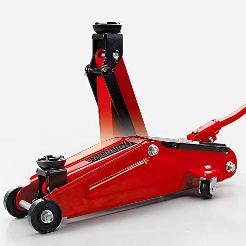 Big RED 2.5 Ton Low Profile Floor Jack, Portable Hydraulic Trolley Floor Service Jack with Blow Mold Carrying Storage Case, Red - size: 2.5 Ton (5,000 lb) with case, style: Steel