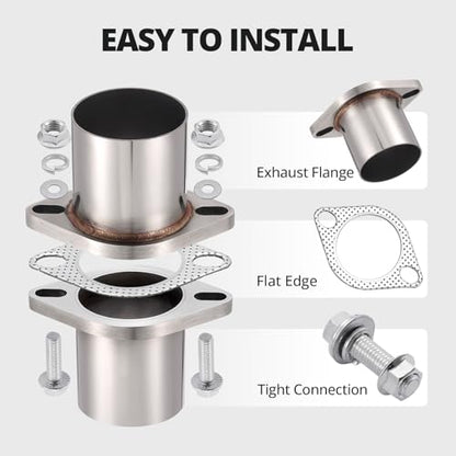 EVIL ENERGY 2 Bolt Exhaust Flange Repair Piping Kit, 304 Stainless Steel Exhaust Flange and Gasket Set with Bolts and Nuts, Universal Flange Replacement Kit for Quick Fix Repair (2.5") - size: 2.5"