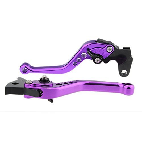 FXCNC CNC Aluminum Short Adjustable Brake Clutch Levers Compatible with YFM700 Raptor 700 R 2008-2022, YFZ450 YFZ450R YFZ450X 2008-2020, YFM250 Raptor 2008-2013, 250R 2011 - color: Purple Lever with Black Adjuster