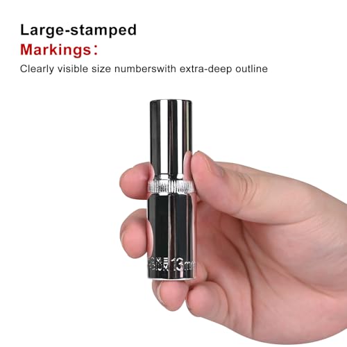 Egofine 10PCS 1/2” Drive Deep Socket Set,Metric Socket Set（10mm-21mm,6 Point Socket Set With Hanging Bracket,Cr-V Steel - color: 10pc Deep Socket Set, size: 1/2