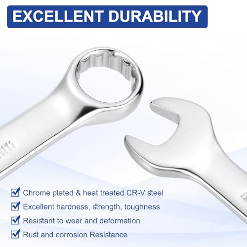 HARFINGTON 2pcs Combination Wrench 16mm Metric 12-Point Box and Open End - size: 16mm
