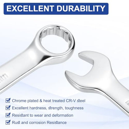 HARFINGTON 2pcs Combination Wrench 16mm Metric 12-Point Box and Open End - size: 16mm
