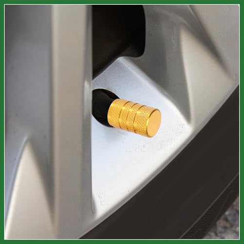 Motoforti 4pcs Round Car Tire Valve Stem Caps Dust Covers 7mm Yellow