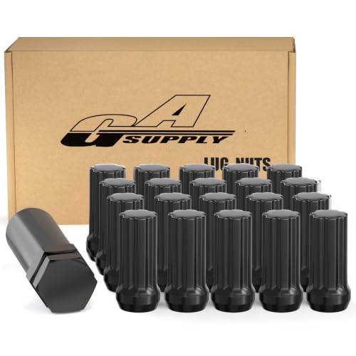 GAsupply 1/2 20 Lug Nuts Black Spline, 2" 50mm Tall Cone Seat, 20Pcs+1 Key - color: Black, size: 1/2"-20, style: 20 Pack- 2" Tall