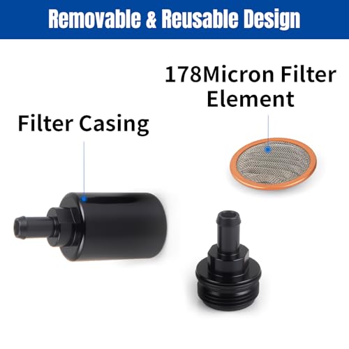 3/8" Fuel Filters 178 Micron Removable Black Anodized Aluminum 2PCS - size: 3/8"-2PCS