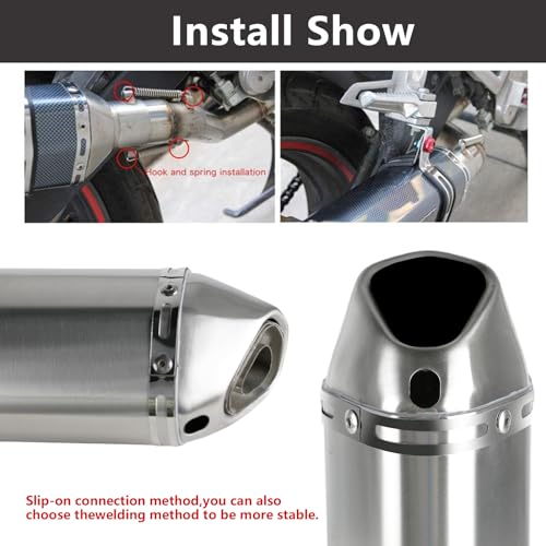 PACEWALKER Motorcycle Slip On Muffler, 1.5-2", 38-51mm Inlet, Titanium - size: Titanium