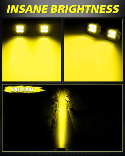 Amber Flush Mount LED Pods 120W CREE LED Bumper Lights for Trucks - color: Yellow Spot, size: 5 Inch Flush