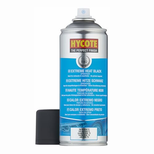 Hycote High Temp Spray Paint, Black 400ml (Pack of 6) – VHT Heat Resistant up to 650°C – Matt Finish for Exhausts, BBQs, Manifolds & More – Self-Priming, Durable, Petrol & Oil Resistant, 13.5 Oz - color: Black, size: 13.53 Ounce (Pack of 6)