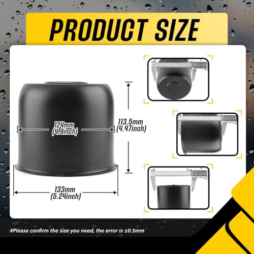 4Pcs 4.9" Stainless Trailer Wheel Center Caps, 4.47" H Matte Black - color: Matte Black, size: 4.9" Hub 4.47"H