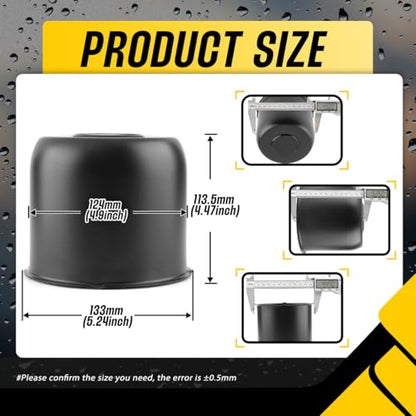 2Pcs 4.9" Stainless Trailer Wheel Center Caps, 4.47" H Matte Black - color: Matte Black, size: 4.9" Hub 4.47"H