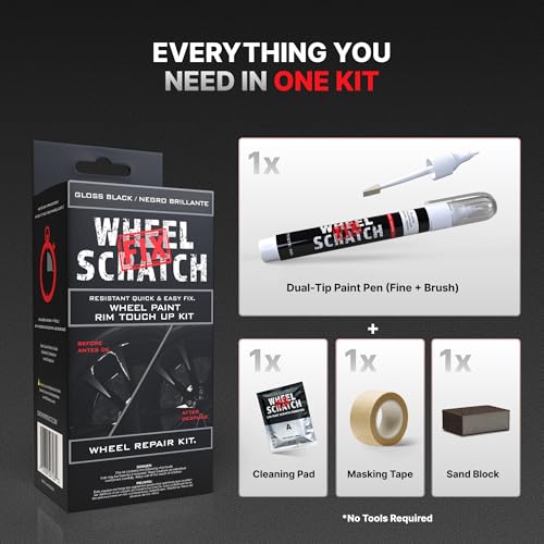 Wheel Scratch Fix® Gloss Black Rim Touch Up Paint, Wheel Scratch Repair Kit - color: Black - Gloss - Kit