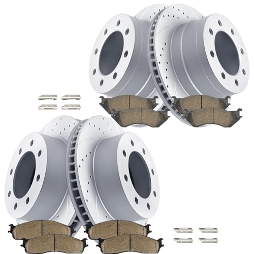 Acinoparts Front & Rear Brake Kit Drilled Slotted Rotors Ceramic Brake Pads - size: ABK5301253011