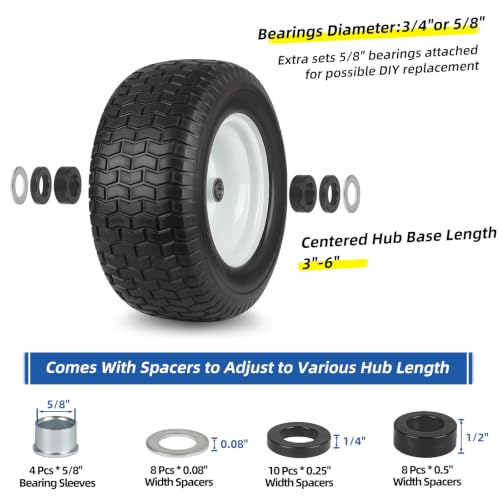 GICOOL 16x6.50-8 Flat Free Tire and Wheel Assembly for Riding Lawn Mower - color: Turf-Pattern Tread, size: 16x6.50-8 Flat-Free Tire