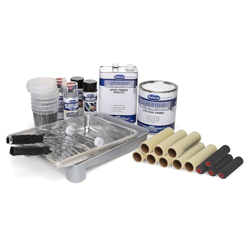 Eastwood Basic OptiFlow Epoxy Primer Kit Set Automotive Roll-On Paint Gray BaseCoat No Overspray with Fast and Easy Cleanup