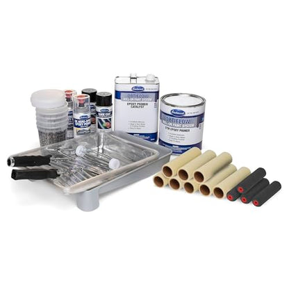 Eastwood Basic OptiFlow Epoxy Primer Kit Set Automotive Roll-On Paint Gray BaseCoat No Overspray with Fast and Easy Cleanup