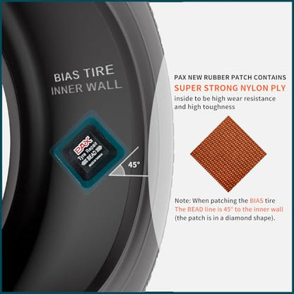 PAX 20 Pcs 45x45mm Upgraded Square 2-in-1 Tire Repair Patches, Suitable for Radial and Bias Tires on Motorcycle, Automobile, Truck, Agricultural Vehicles, BMX, ATVs, River Floating, Inflatable Rubber - size: 45x45mm