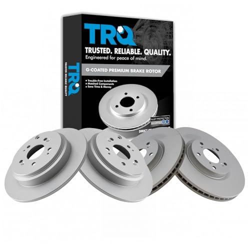 TRQ Front and Rear Brake Rotors Set Premium G-Coated - style: BRA15435