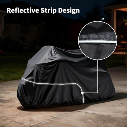 Motorcycle Cover Heavy Duty 300D Waterproof for Touring Ultra - color: Black